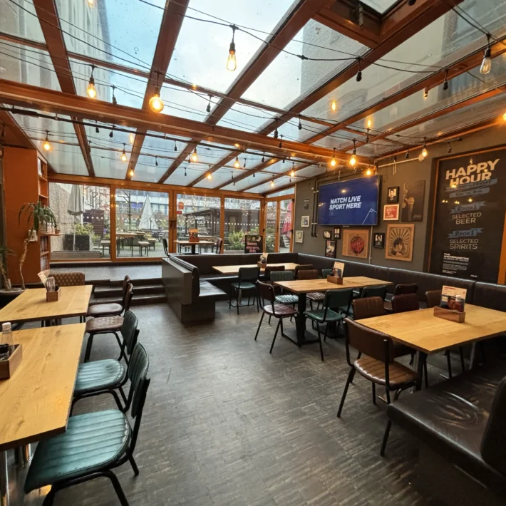 Belushi's Berlin Mitte sports bar in the heart of Mitte showing The Dugout and projector screens for watching the World Cup live